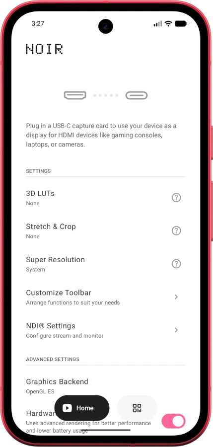 Noir on Android phone